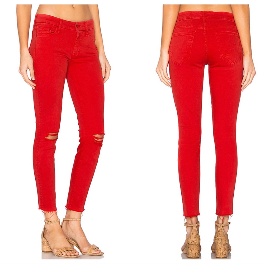 Mother Looker Fray red skinny jeans sz 25 (#18)